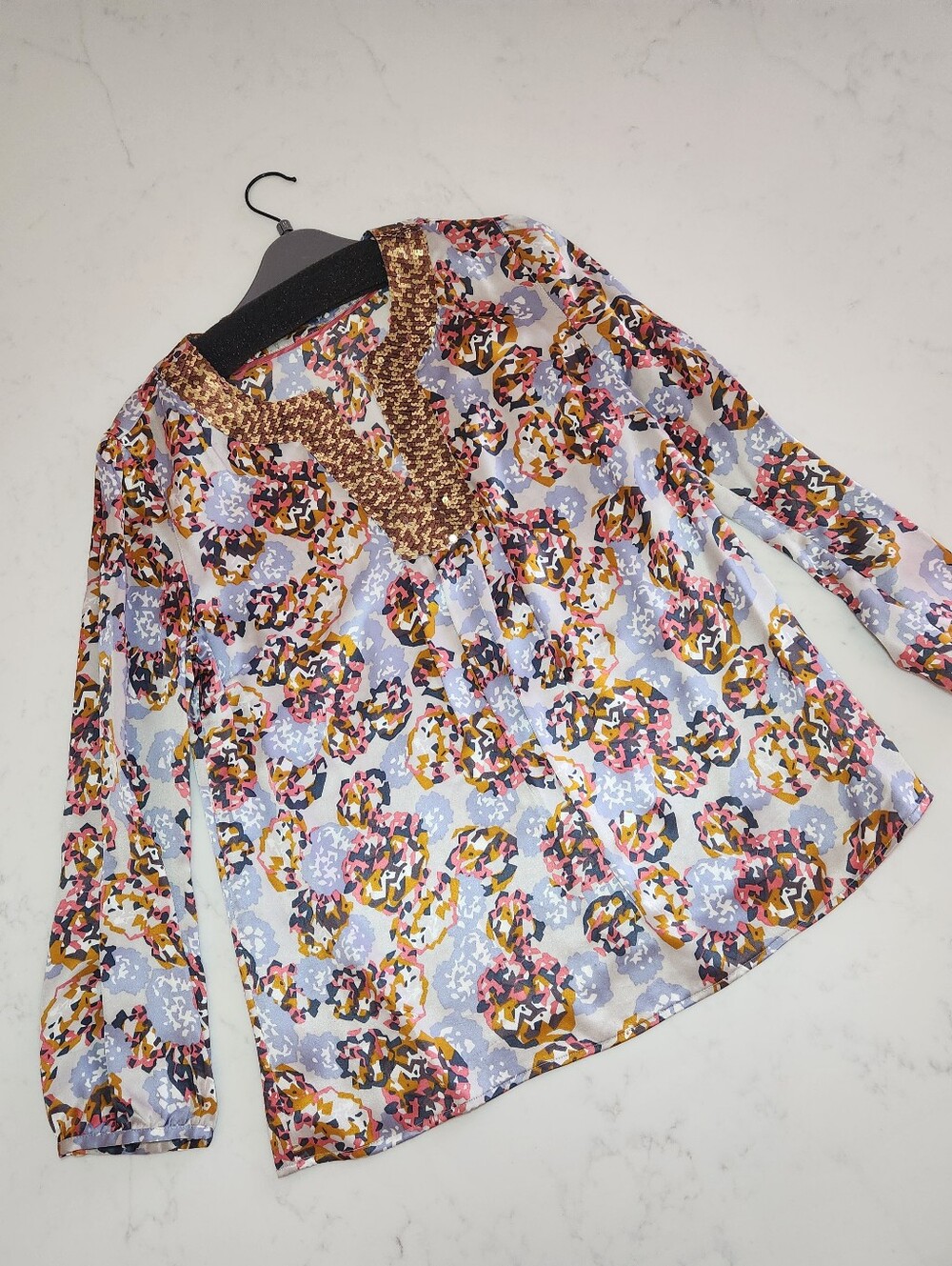 Boden UK Limited Edition Women’s Printed Long-Sleeve V-Neck Blouse - Multicolor